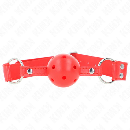 KINK - MORDAZA DE BOLA 4.5 CM DURA HUECA ROJO COMPLETA 62 x 2 CM - Nuvica