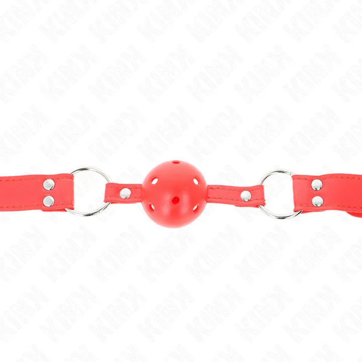 KINK - MORDAZA DE BOLA 4.5 CM DURA HUECA ROJO COMPLETA 62 x 2 CM - Nuvica
