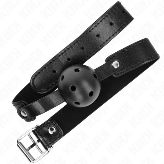KINK - MORDAZA DE BOLA 4.5 CM TRANSPIRABLE NEGRO 65 x 2.5 CM - Nuvica