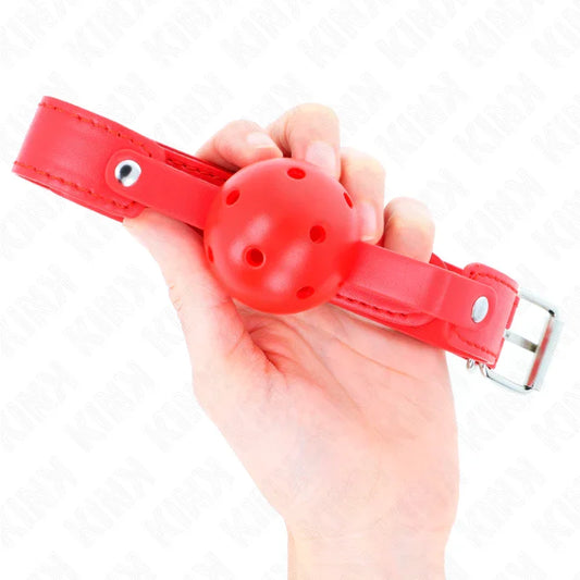 KINK - MORDAZA DE BOLA 4.5 CM TRANSPIRABLE ROJO 65 x 2.5 CM - Nuvica