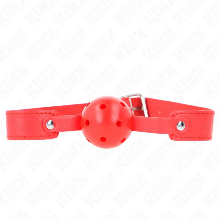 KINK - MORDAZA DE BOLA 4.5 CM TRANSPIRABLE ROJO 65 x 2.5 CM - Nuvica
