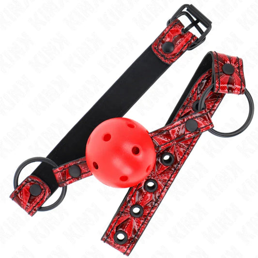KINK - MORDAZA DE BOLA 4.5 CM CON PATRÓN DE DIAMANTE MODELO 1 64.5 CM AJUSTABLE 42- 60 CM - Nuvica