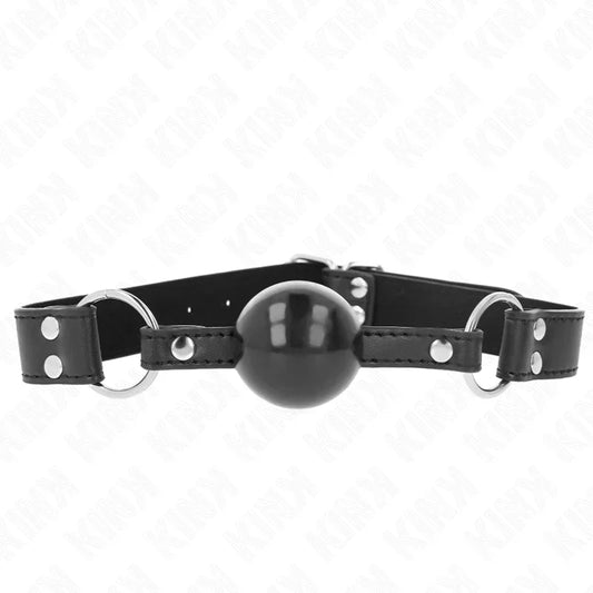KINK - MORDAZA DE BOLA 4 CM SUAVE Y SÓLIDA CON CORREA DE POLIPIEL 62 x 2.5 CM AJUSTABLE 42-58 CM - Nuvica