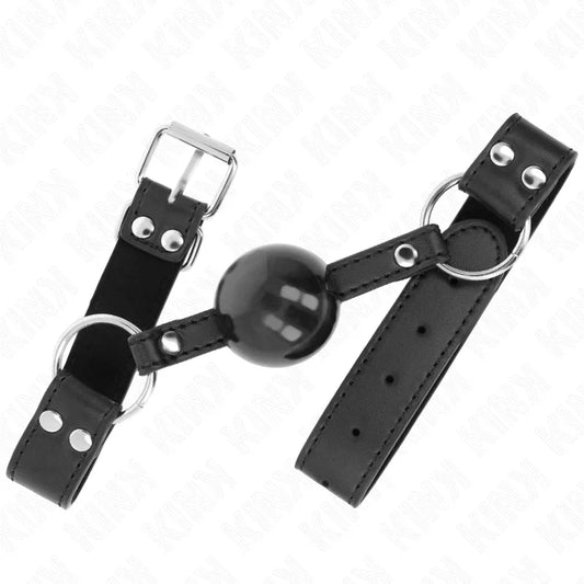 KINK - MORDAZA DE BOLA 4 CM SUAVE Y SÓLIDA CON CORREA DE POLIPIEL 62 x 2.5 CM AJUSTABLE 42-58 CM - Nuvica