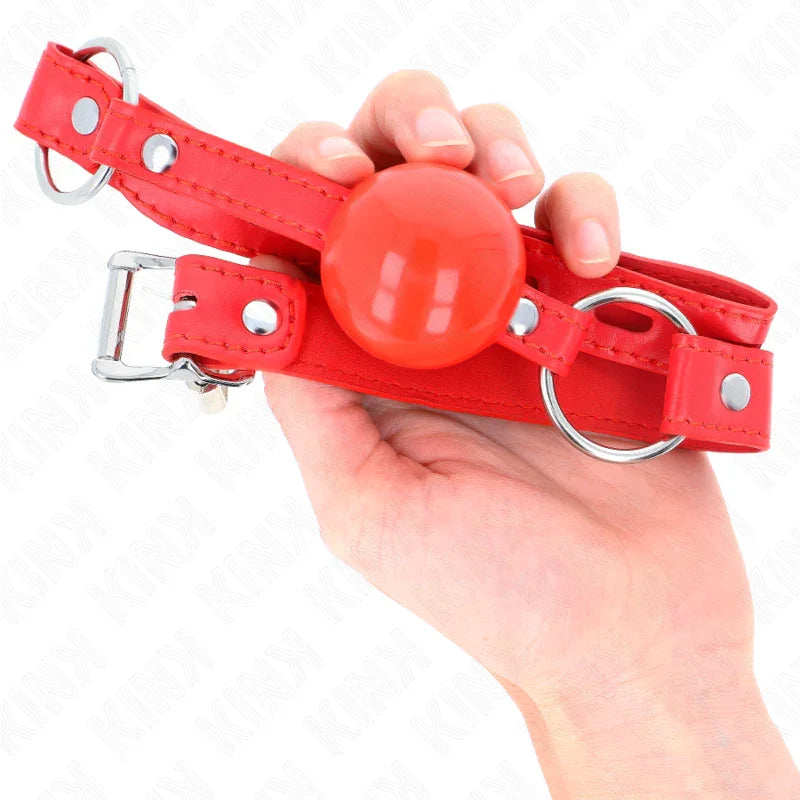 KINK - MORDAZA DE BOLA 4 CM TPE CON CANDADO ROJO 60 x 2 CM - Nuvica