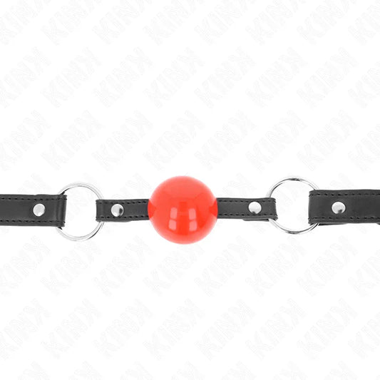 KINK - MORDAZA DE BOLA 4 CM CON CANDADO BOLA ROJA CORREA NEGRA 60 x 2 CM - Nuvica