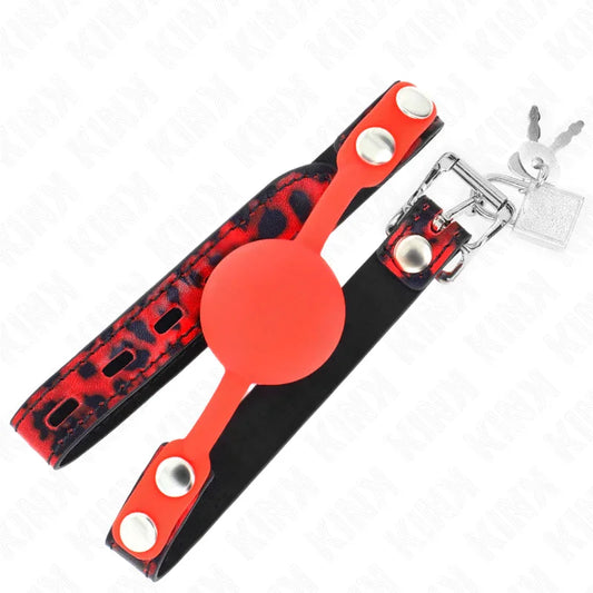 KINK - MORDAZA DE BOLA 4 CM DE SILICONA MODELO 2 CON CANDADO 60 x 2 CM - Nuvica