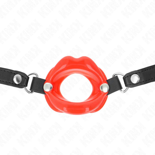 KINK - MORDAZA LABIAL 8 CM CON CORREA DE POLIPIEL ROJO 63 x 2 CM AJUSTABLE 39-58 CM - Nuvica