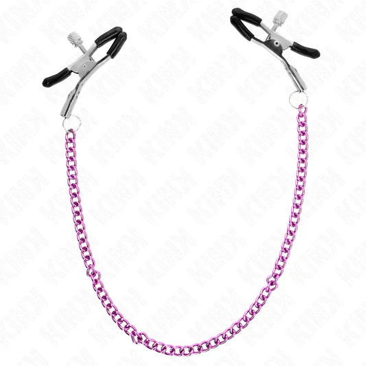 KINK - PINZAS PARA PEZONES CON CADENA VIOLETA 30 CM - Nuvica