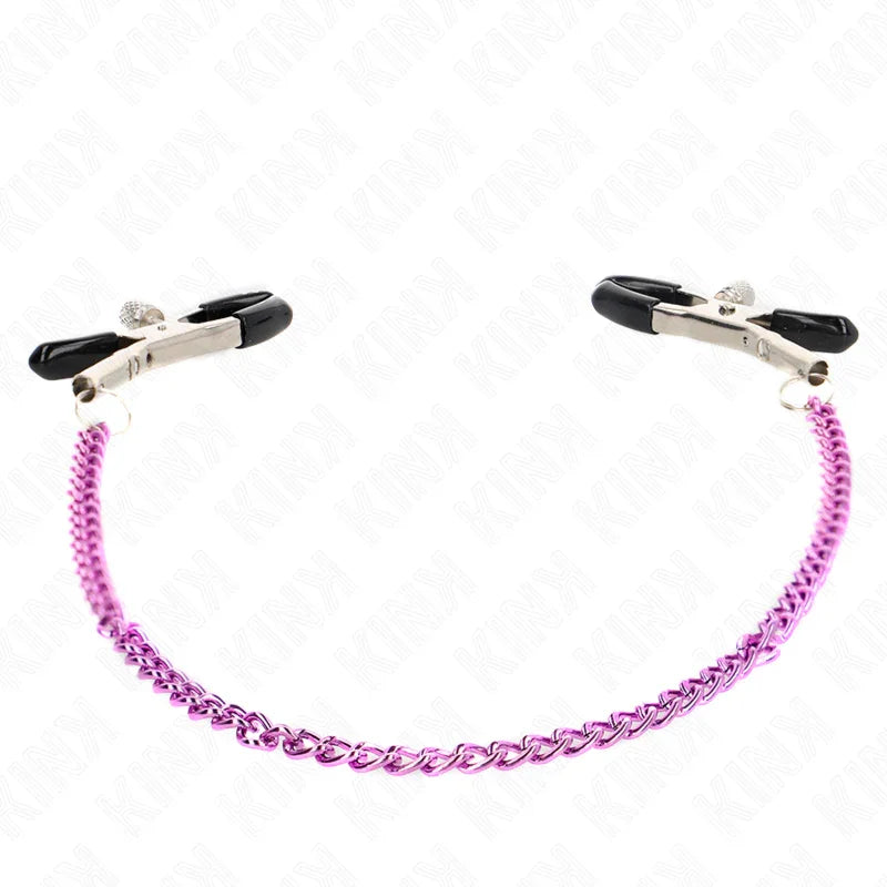 KINK - PINZAS PARA PEZONES CON CADENA VIOLETA 30 CM - Nuvica