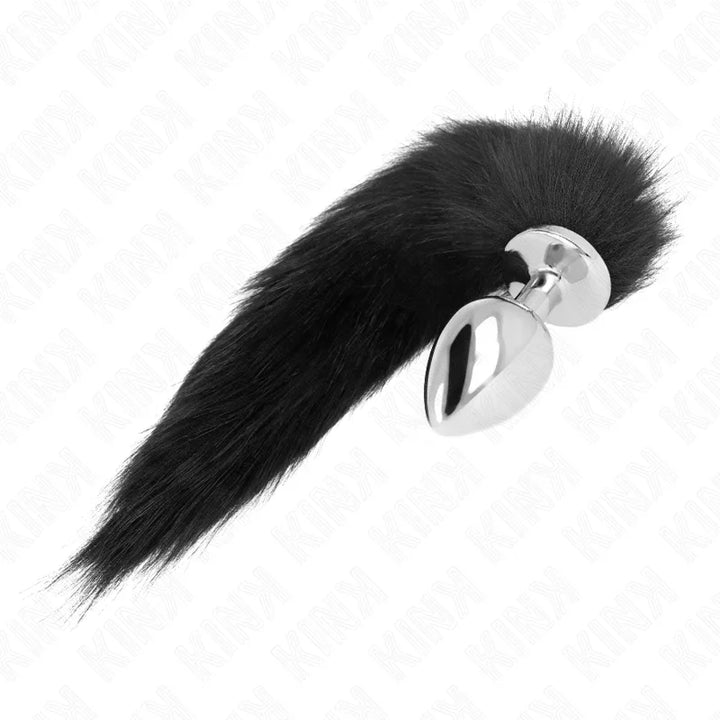 KINK - PLUG ANAL TALLA L 10 X 4 CM CON COLA SINTÉTICA 40 CM NEGRO - Nuvica