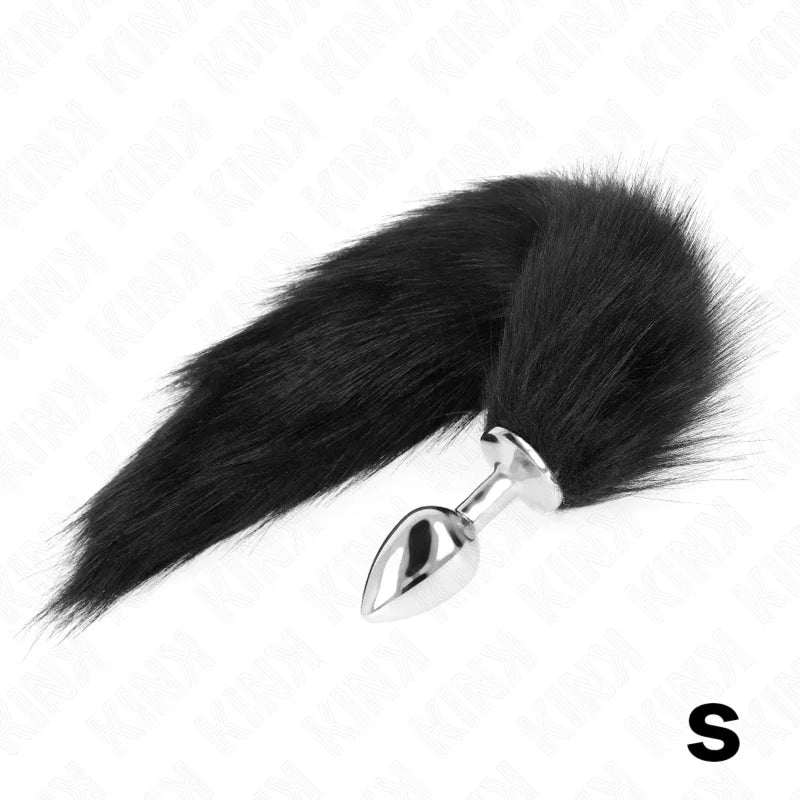 KINK - PLUG ANAL TALLA S 7 X 3 CM CON COLA SINTÉTICA 40 CM NEGRO - Nuvica