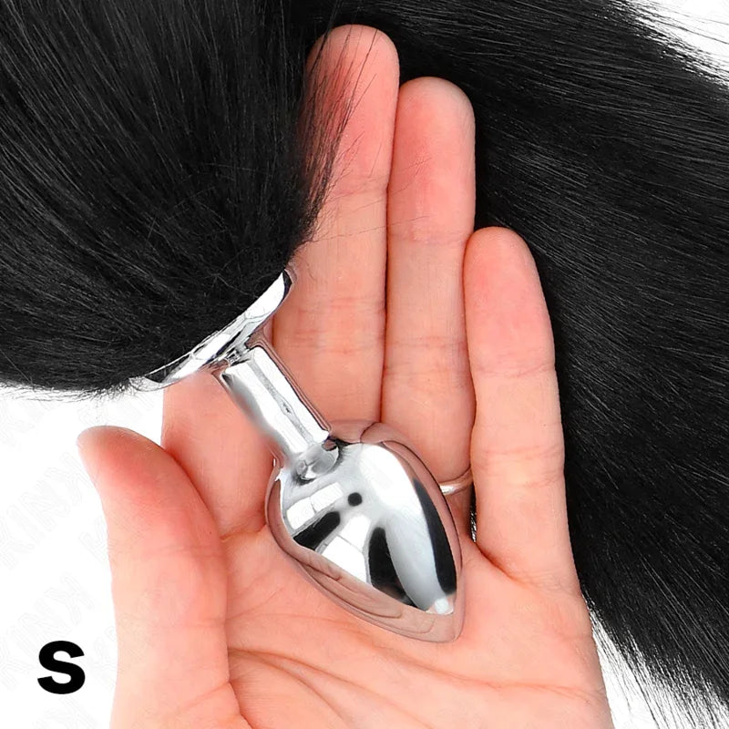 KINK - PLUG ANAL TALLA S 7 X 3 CM CON COLA SINTÉTICA 40 CM NEGRO - Nuvica