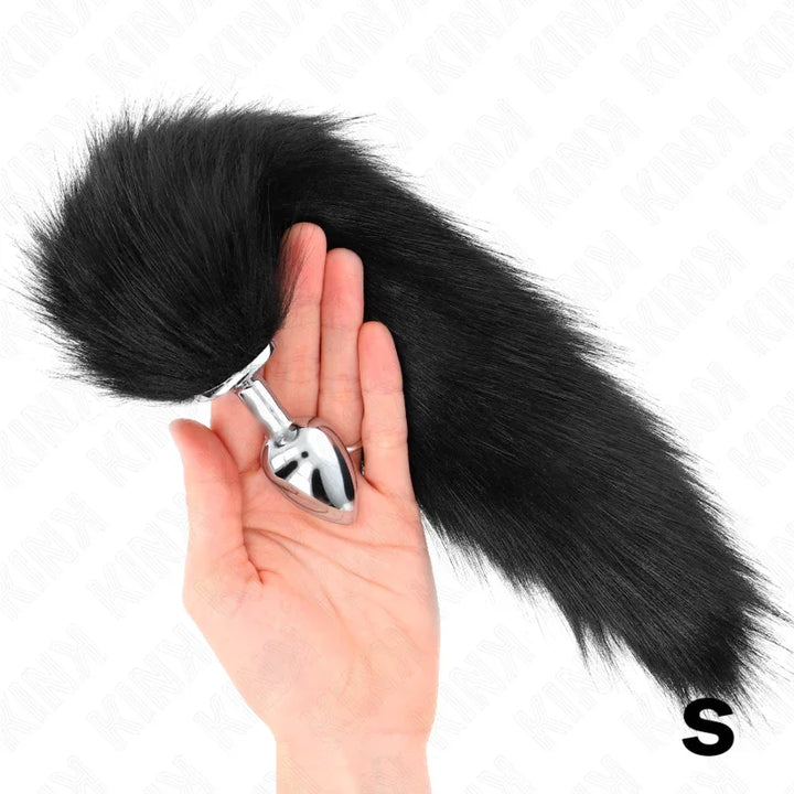 KINK - PLUG ANAL TALLA S 7 X 3 CM CON COLA SINTÉTICA 40 CM NEGRO - Nuvica
