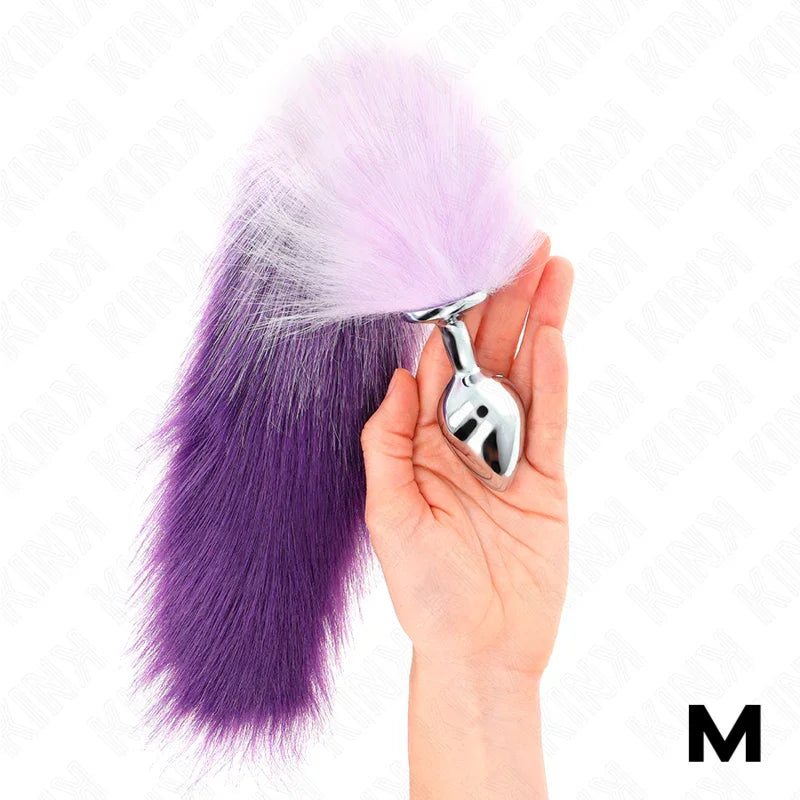 KINK - PLUG ANAL TALLA M 8 X 3.5 CM CON COLA SINTÉTICA 40 CM VIOLETA - Nuvica