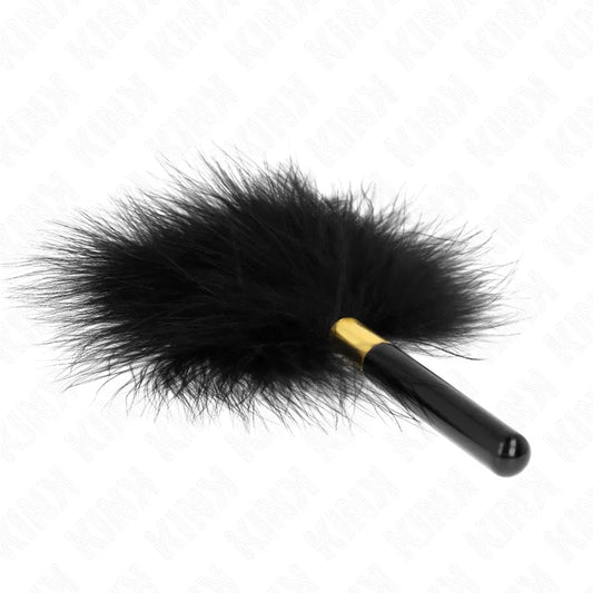 KINK - PLUMAS PARA COSQUILLAS METAL DORADO NEGRA 18 CM - Nuvica