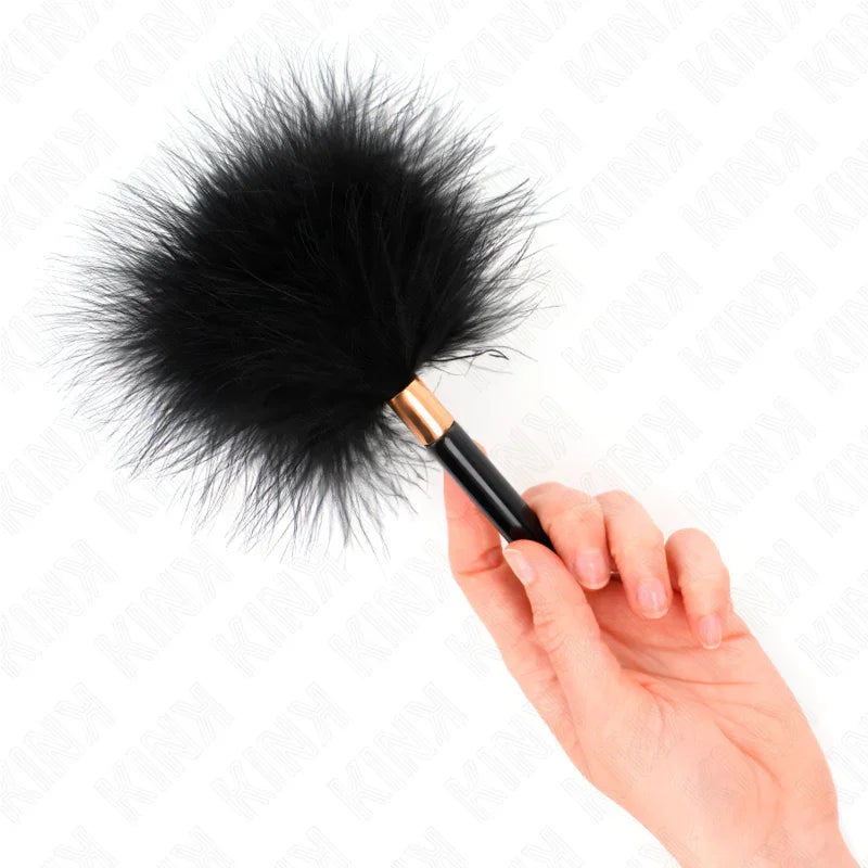 KINK - PLUMAS PARA COSQUILLAS METAL DORADO NEGRA 18 CM - Nuvica