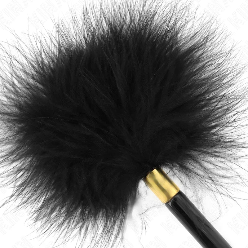 KINK - PLUMAS PARA COSQUILLAS METAL DORADO NEGRA 18 CM - Nuvica