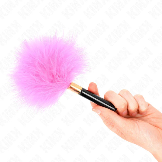 KINK - PLUMAS PARA COSQUILLAS METAL DORADO FUCSIA 18 CM - Nuvica