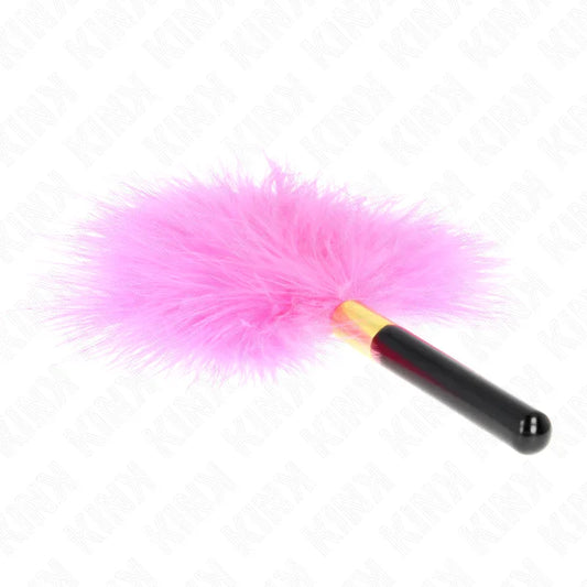 KINK - PLUMAS PARA COSQUILLAS METAL DORADO FUCSIA 18 CM - Nuvica