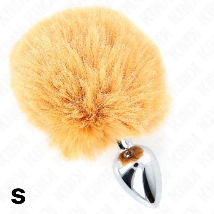 KINK - PLUG 7 x 3 CM DE ACERO INOXIDABLE CON COLA DE CONEJO PIEL SINTÉTICA 8 CM BEIGE - Nuvica