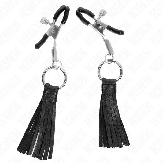 KINK - PINZAS PARA PEZONES CON BORLAS DE POLIPIEL 6 CM - Nuvica