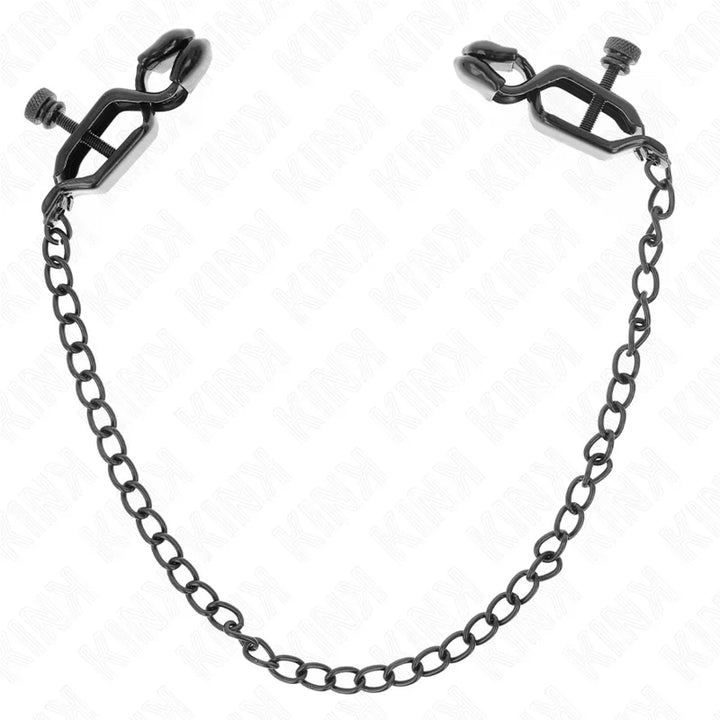 KINK - PINZAS PARA PEZONES PLANAS NEGRO CON CADENA NEGRO 30 CM - Nuvica