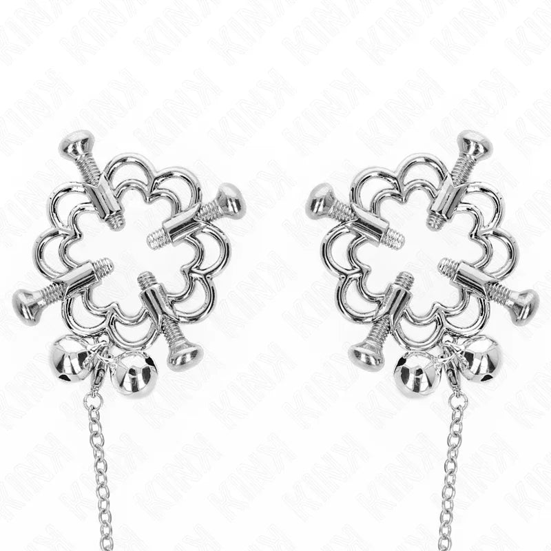 KINK - PINZAS PARA PEZONES FLOR METÁLICA CON CADENA - Nuvica