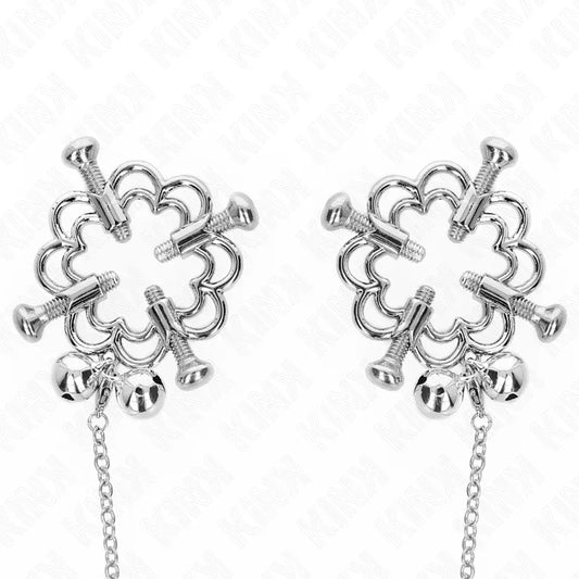 KINK - PINZAS PARA PEZONES FLOR METÁLICA CON CADENA - Nuvica