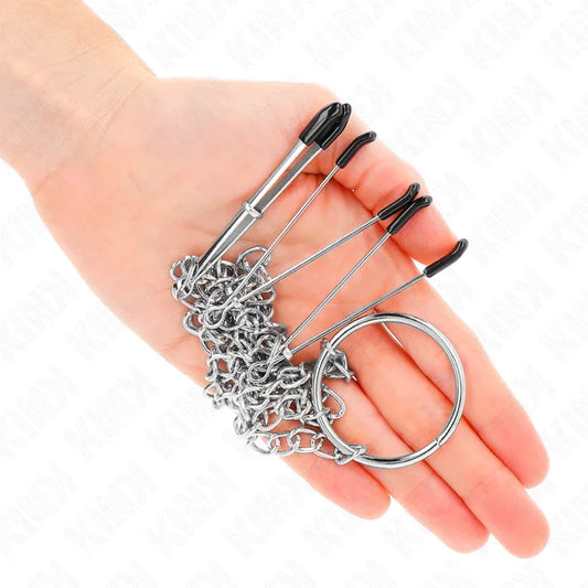 KINK - PINZAS PARA PEZONES Y CLÍTORIS CON CADENA 30 CM MODELO 1 - Nuvica