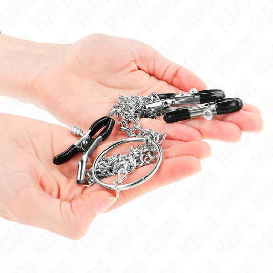 KINK - PINZAS PARA PEZONES Y CLÍTORIS CON CADENA 30 CM MODELO 2 - Nuvica