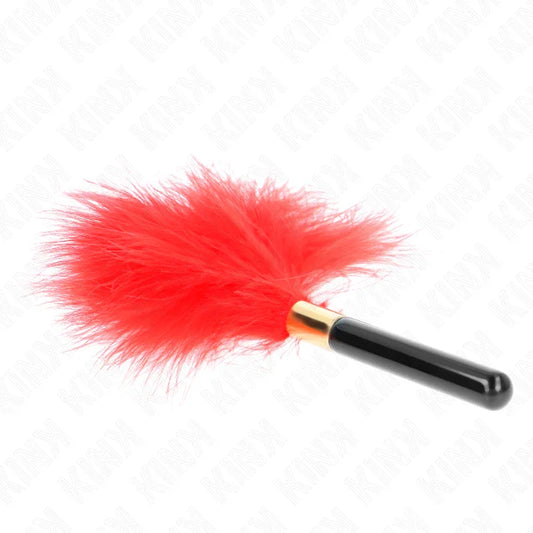 KINK - PLUMAS PARA COSQUILLAS METAL DORADO ROJO 18 CM - Nuvica