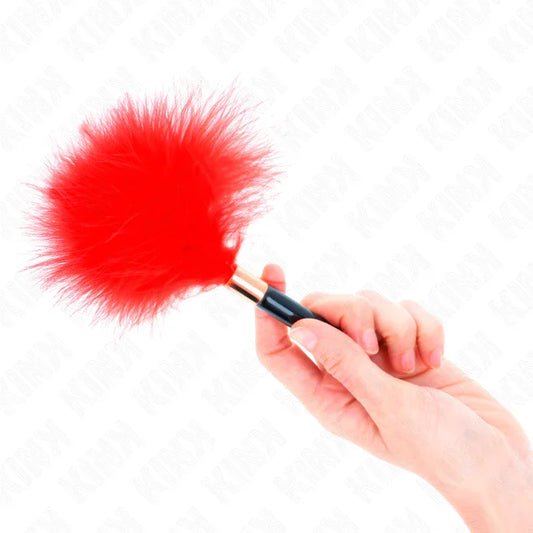 KINK - PLUMAS PARA COSQUILLAS METAL DORADO ROJO 18 CM - Nuvica
