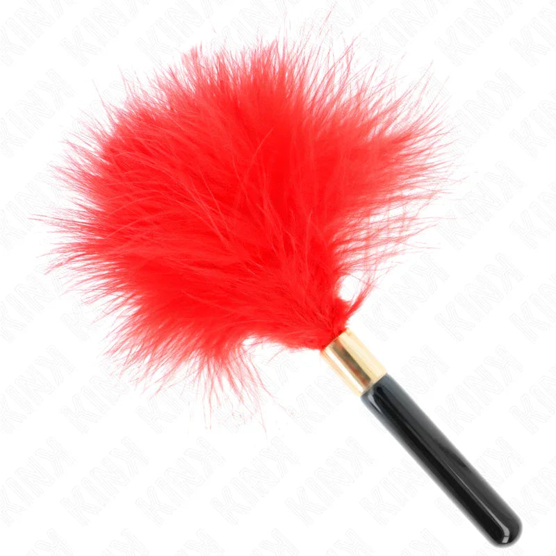 KINK - PLUMAS PARA COSQUILLAS METAL DORADO ROJO 18 CM - Nuvica