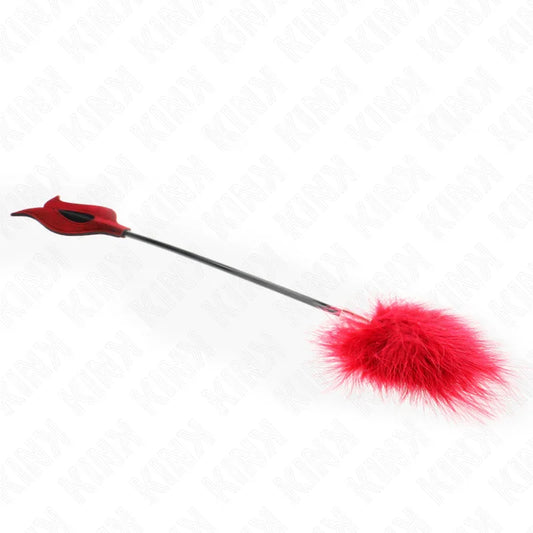 KINK - PLUMAS PARA COSQUILLAS CON PALETA FORMA DE ROSA 38 CM - Nuvica