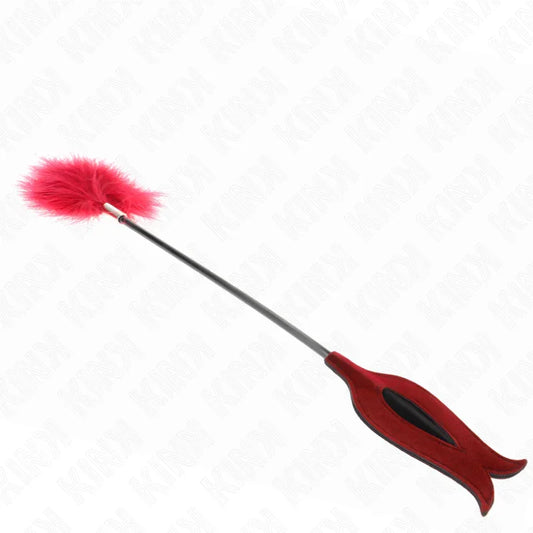 KINK - PLUMAS PARA COSQUILLAS CON PALETA FORMA DE ROSA 38 CM - Nuvica
