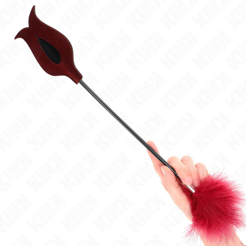 KINK - PLUMAS PARA COSQUILLAS CON PALETA FORMA DE ROSA 38 CM - Nuvica