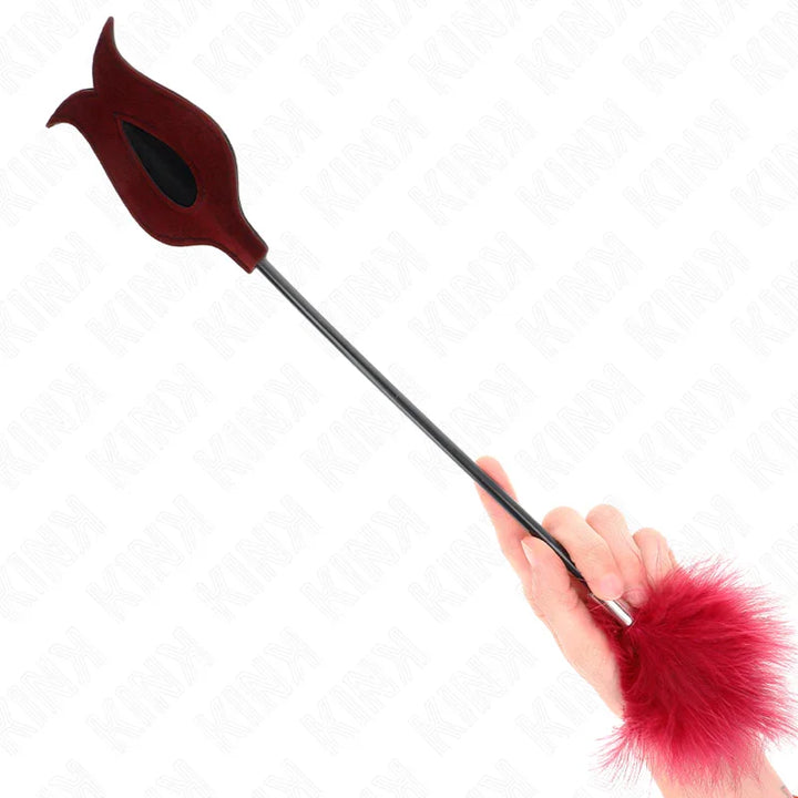 KINK - PLUMAS PARA COSQUILLAS CON PALETA FORMA DE ROSA 38 CM - Nuvica