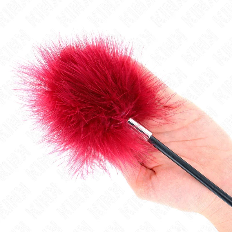 KINK - PLUMAS PARA COSQUILLAS CON PALETA FORMA DE ROSA 38 CM - Nuvica