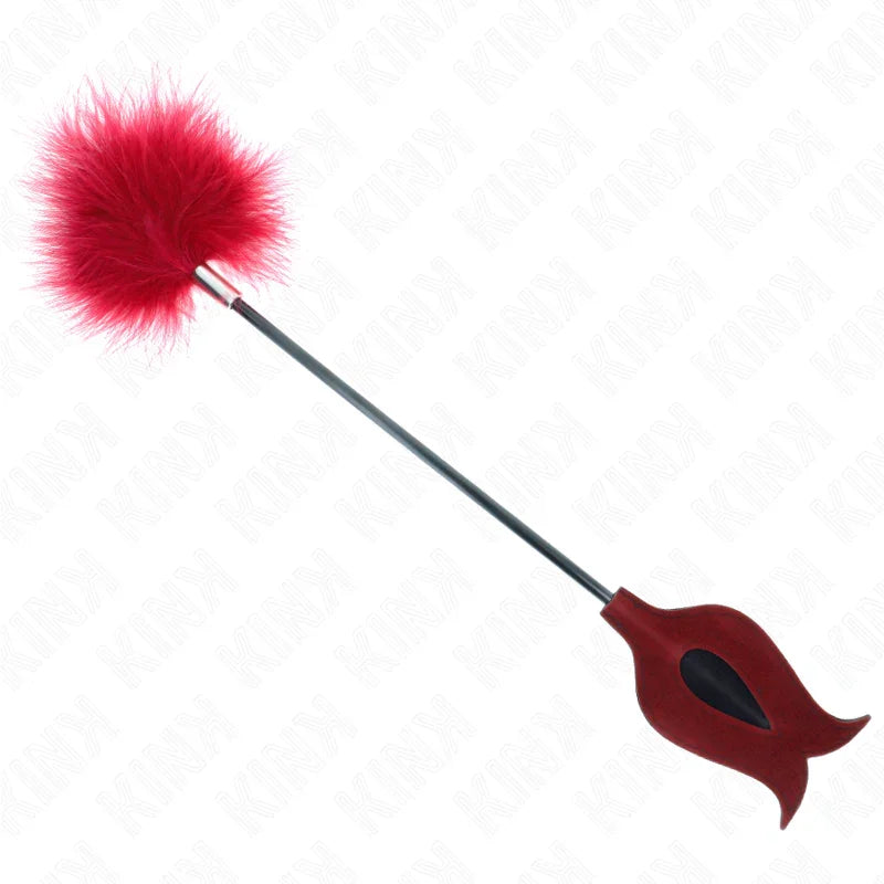 KINK - PLUMAS PARA COSQUILLAS CON PALETA FORMA DE ROSA 38 CM - Nuvica