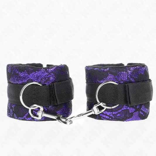 KINK - MUÑEQUERAS CORTAS DE ENCAJE TERCIOPELO Y UNIÓN DE NYLON VIOLETA/NEGRO 23 X 6.5 CM - Nuvica