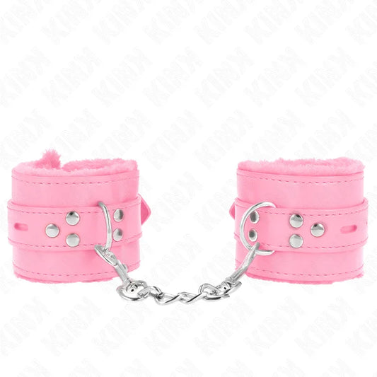 KINK - MUÑEQUERAS FORRADAS CON AGUJEROS CUADRADOS ROSA Y CORREA ROSA AJUSTABLE 17-29 CM X 6 CM - Nuvica