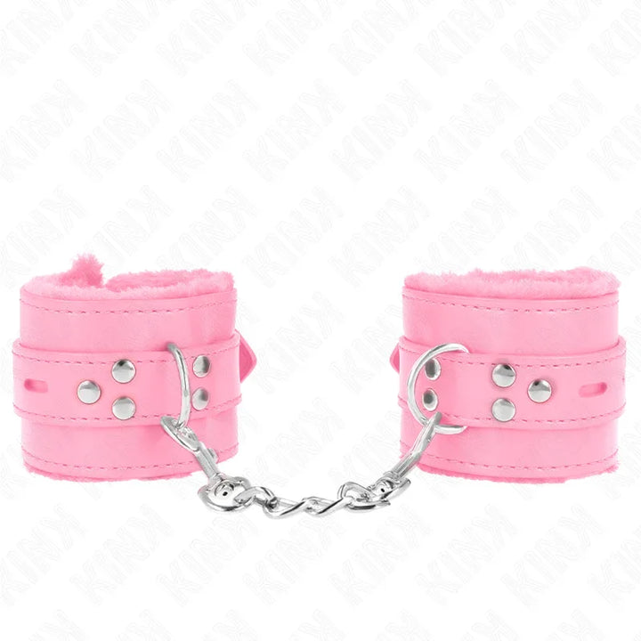 KINK - MUÑEQUERAS FORRADAS CON AGUJEROS CUADRADOS ROSA Y CORREA ROSA AJUSTABLE 17-29 CM X 6 CM - Nuvica