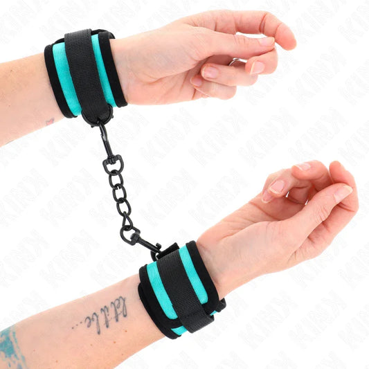KINK - MUÑEQUERAS NEGRO-AZUL AJUSTABLE 18-32 CM X 5 CM - Nuvica