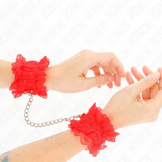 KINK - MUÑEQUERAS ELÁSTICAS DE ENCAJE ROJO - Nuvica