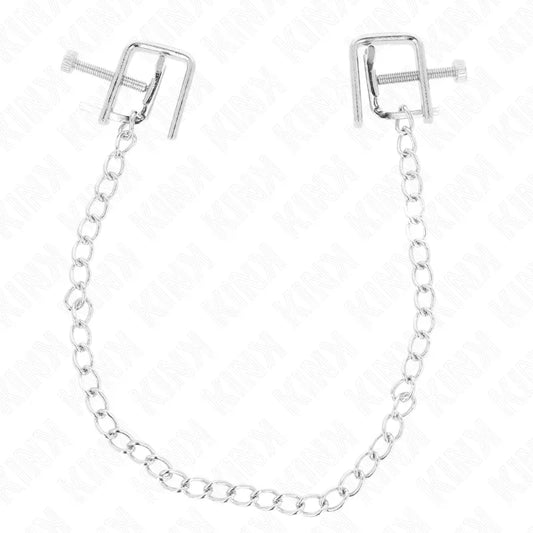 KINK - PINZAS PARA PEZONES COMPRESORA TORNILLO DE BANCO CON CADENA 30 CM - Nuvica
