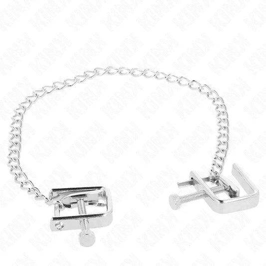 KINK - PINZAS PARA PEZONES COMPRESORA TORNILLO DE BANCO CON CADENA 30 CM - Nuvica
