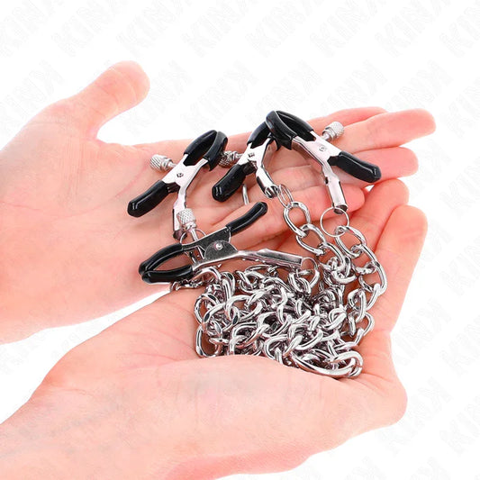 KINK - PINZAS PARA PEZONES DOBLE 32 CM CON CADENAS 14 CM - Nuvica