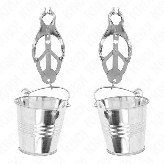 KINK - PINZAS PARA PEZONES ESTILO JAPONÉS CON CUBOS PLATEADO - Nuvica