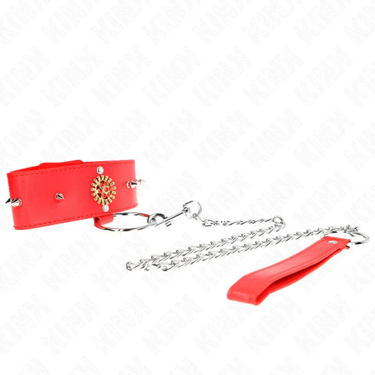 KINK - COLLAR CON CORREA 65 CM CUELLO DE DIAMANTES ROJO AJUSTABLE 35-51 CM X 7 CM - Nuvica